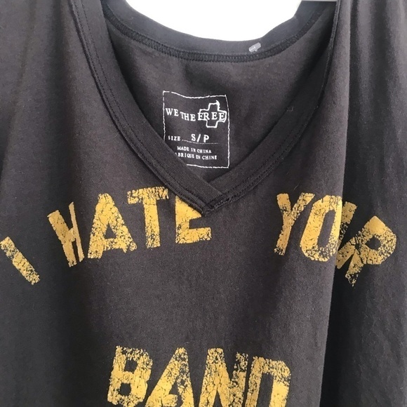 We the free black tunic T-shirt 3/4 sleeve graphic T S/P - Picture 2 of 4